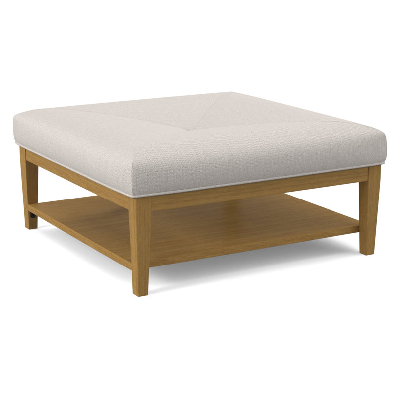 Repose-pieds Hammond avec rangement, Performance texturée blanche; 0865-91, Finition miel
