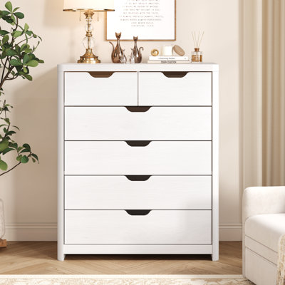 Commode à 6 tiroirs l 28,7 po, commodes hautes de 34,6 po et commode à profil courbé