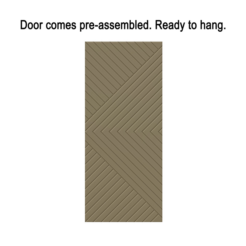Chevron Pattern Light Brown MDF Barn Door Kit with Stainless Steel Hardware