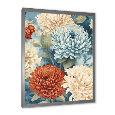 Symphonie de chrysanthèmes blancs et bleus - impression