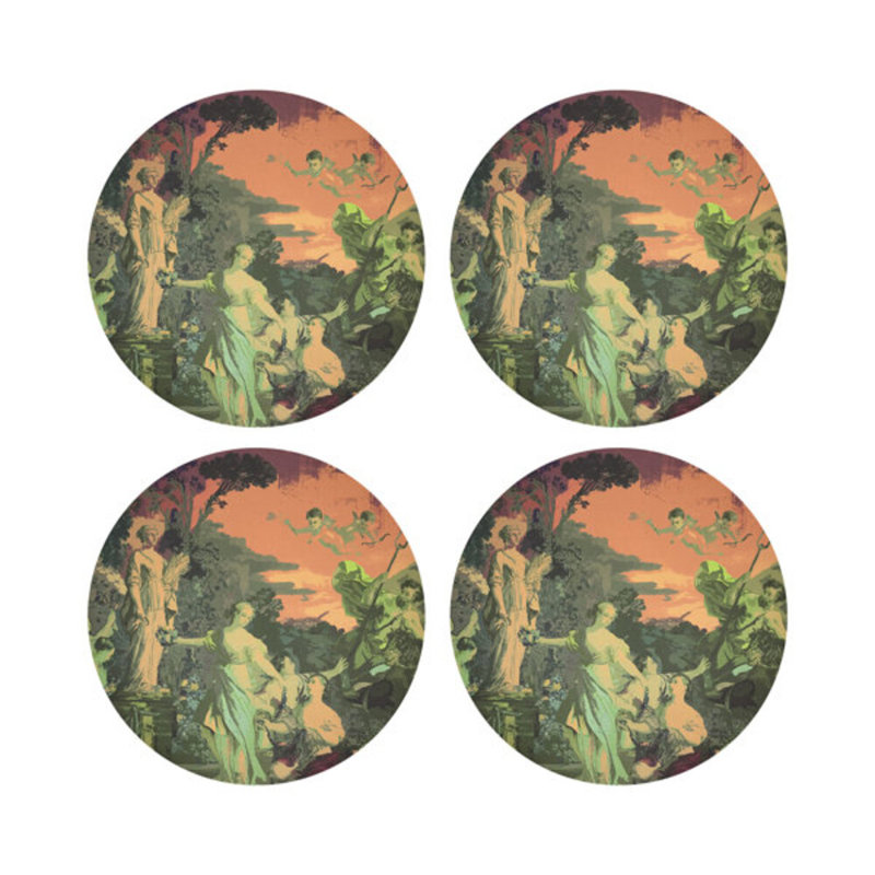 Sous-verres ronds en cuir végétalien Chypre, Vert acide