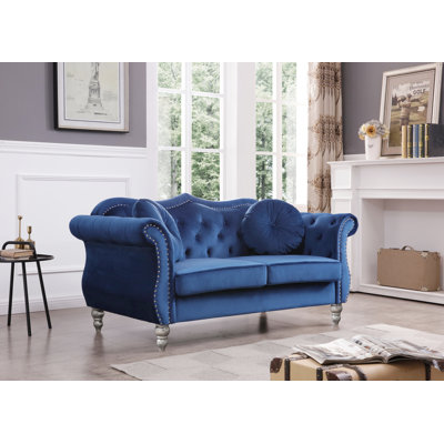 Farney Velvet Rolled Arm Loveseat