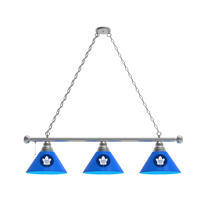3 - Light Pool Table Lights Pendant, Chrome, Vegas Golden Knights