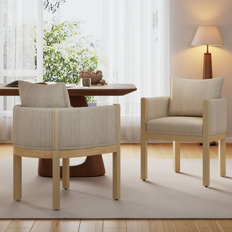 Chaises de salle à manger rembourrées Merlean, Naturel, Beige
