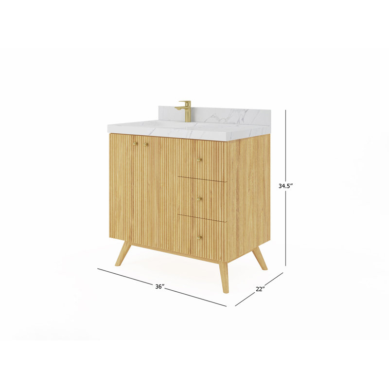 Izzat 36'' Single Bathroom Vanity with Marble Top