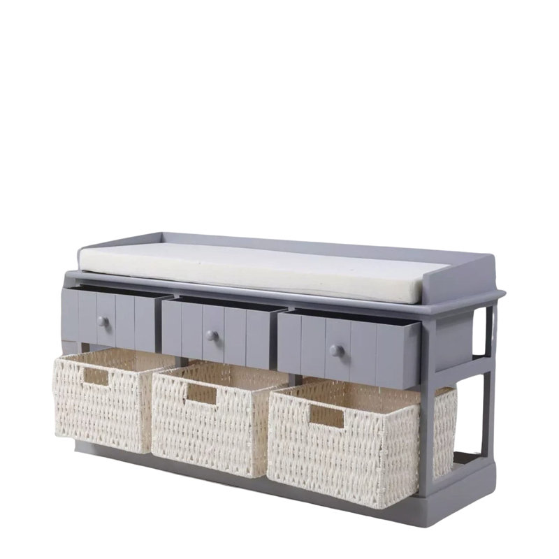 Upholstered Bench with Drawers