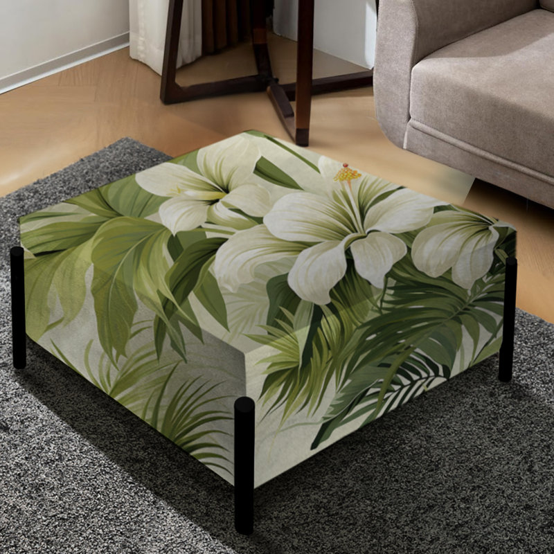 Motif tropical Tranquil Oasis - grand repose-pieds carré tropical