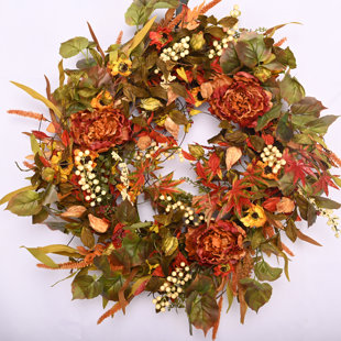 Christmas Wreath Fall Peony and Pumpkin Wreath, Autumn Year Round Wreaths,  Fall Wreath for Front Door, Artificial Fall Wreath, Front Door Wreath  Thanksgiving for Home Decor and Celebration 2024 - $21.99