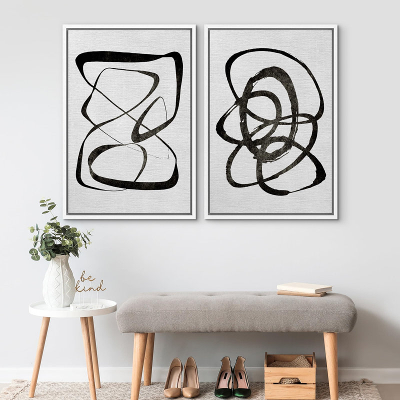 «Green Minimalist», 2 pièces sur toile, Cadre blanc, H 16 po x l 24 po