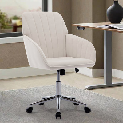 Fauteuil ergonomique réglable pour le bureau à domicile - Velours beige, construction, soulagement du siège de la chambre Comfort Ty