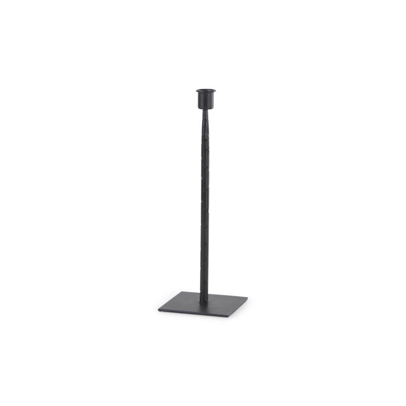 Metal Candlestick, Black, 12'' H x 4.5'' W x 4.5'' D