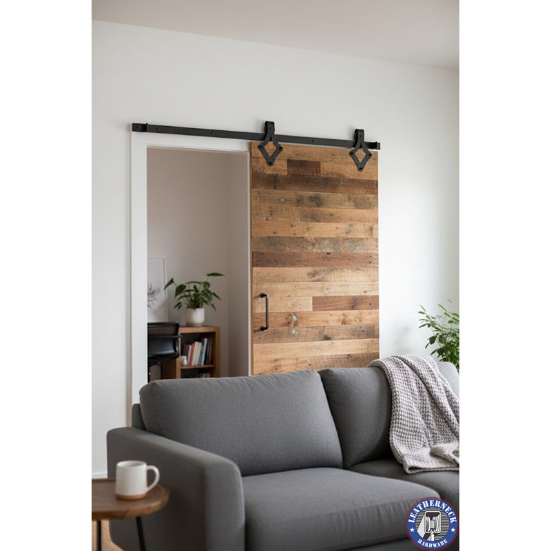 Ensemble de quincaillerie pour porte de grange standard large large de qualité supérieure, 84", Meulé inoxydable