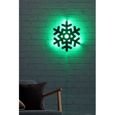Élégant éclairage décoratif à DEL, couleur verte, 11 x 12,6 pouces | Base en bois aggloméré noir (0,1 pouce d'épaisseur), 60 DEL / m, adaptateur 12V 1A, cordon de 375 cm | 570 lumens, 3200K, système de suspension murale intégré, classé IP20