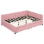 Lit de jour double rembourré avec rangement - Tissu en lin rose, sans sommier, base pour revêtement relaxant (rose), 2 tiroirs, robuste-1875294136