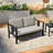 Junco Solid Wood Teak Outdoor Loveseat With Cushion And Arms-8681600-8681607