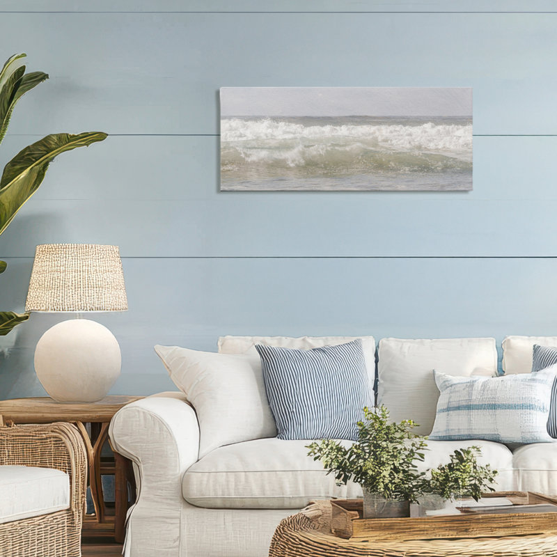 Toile panoramique avec vagues déferlantes, design par Melissa McClain, H 13 po x l 30 po