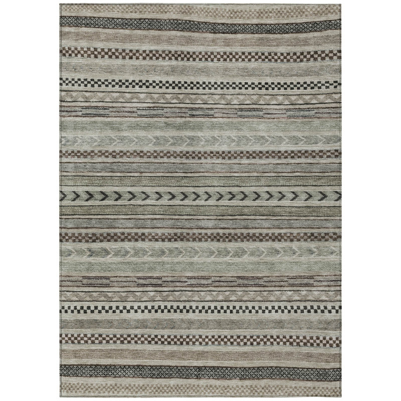 Luthyra Brown Washable Indoor-Outdoor Rug - LOOMLAN, 10' x 14'