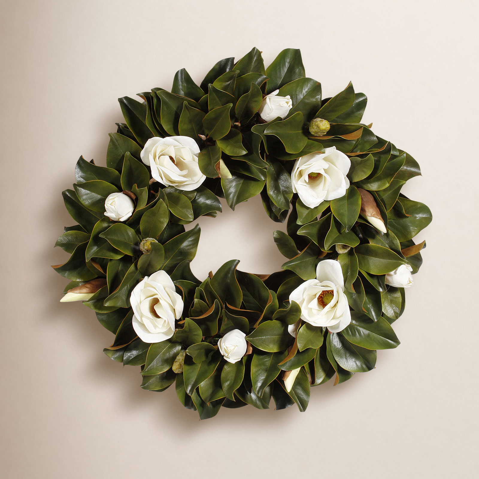 Magnolia Wreath, 30" W x 30" H x 8" D