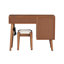 Coiffeuse en bois de noyer avec 4 tiroirs, charge et tabouret