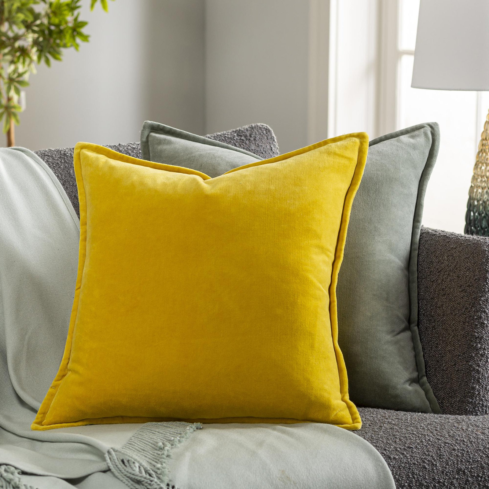 Norwin Cotton Throw Pillow, Down, 13"H x 19"W, Yellow