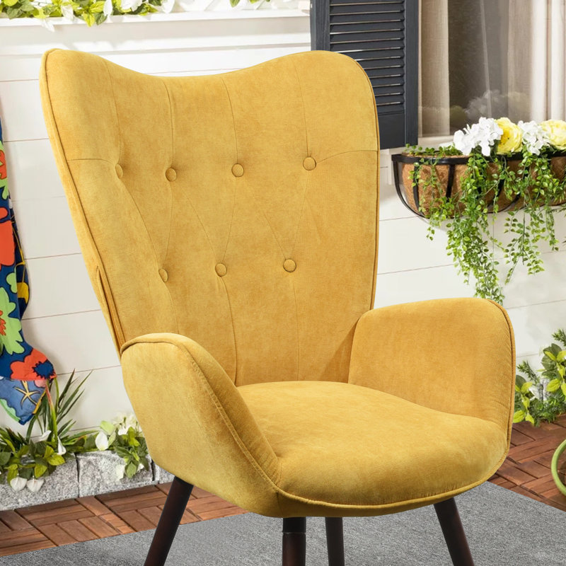 Garmon Velvet Armchair, Yellow