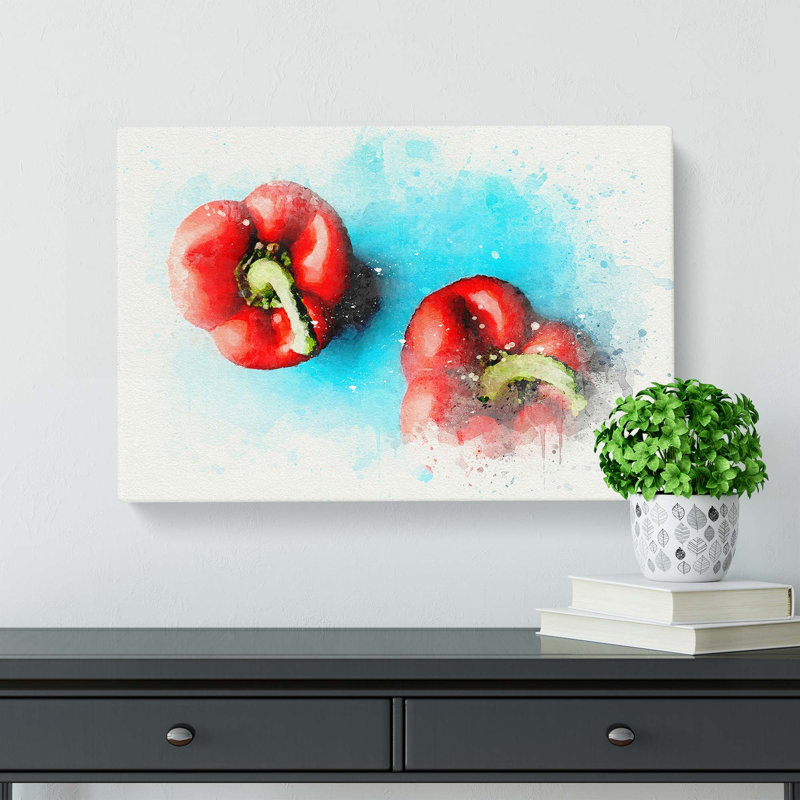 Two Red Bell Peppers in Abstract - Wrapped Canvas, 35cm H x 50cm W x 3cm D