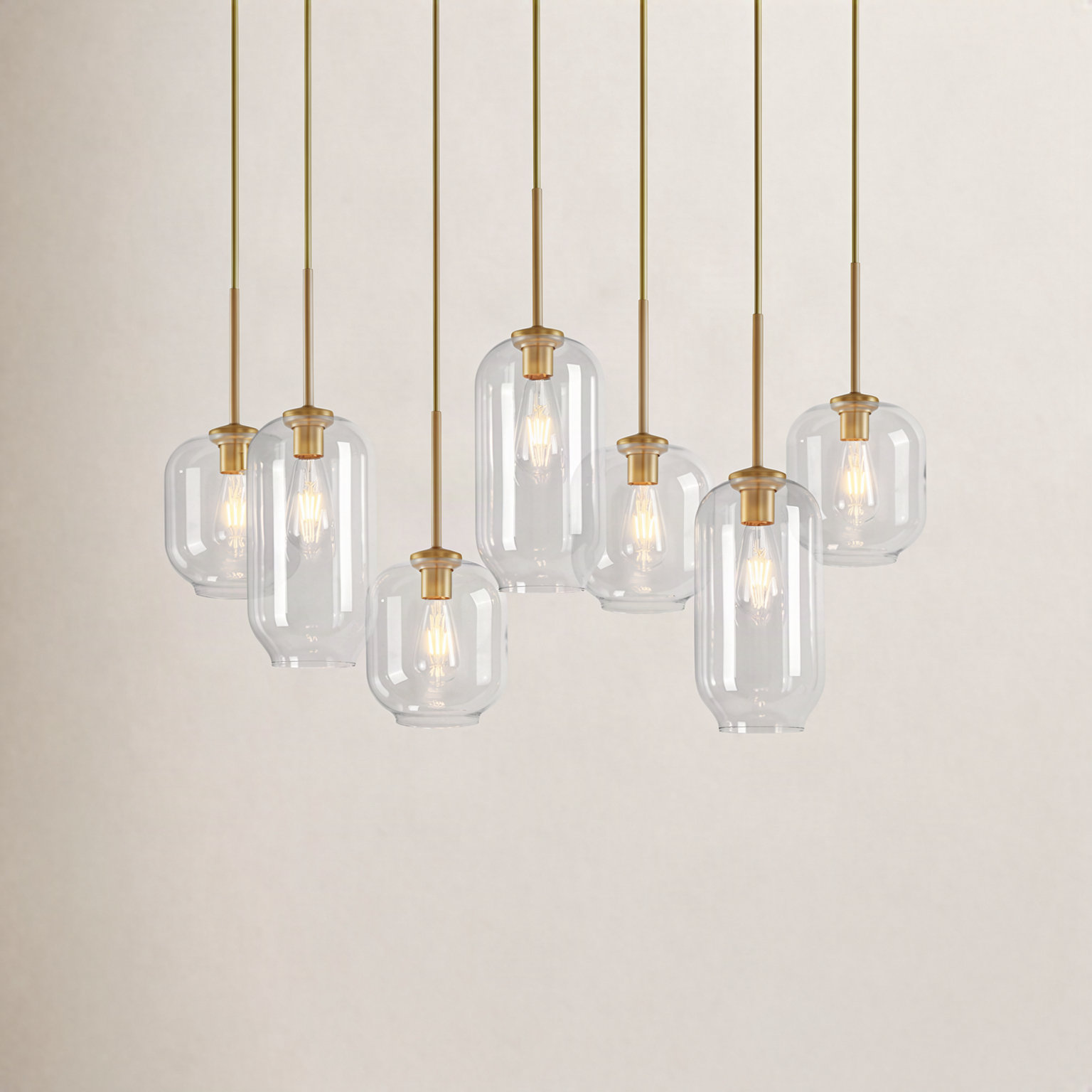 Kayanne Dimmable 7-Light Pendant, Brass