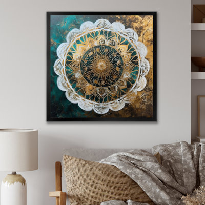 Sarcelle et mandala doré I sur toile