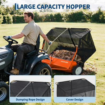 42 in. Tow-Behind Lawn Sweeper with 26 cu. ft. Hopper, 4 Nylon Brushes & Universal Hitch for Lawn Tractors, Riding Mowers & ATVs