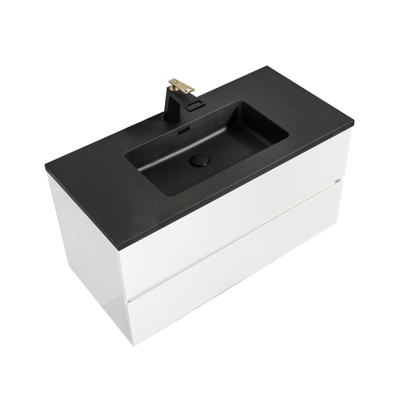 Ensemble de meuble-lavabo mural simple 40 po avec miroir Pembrely Edge