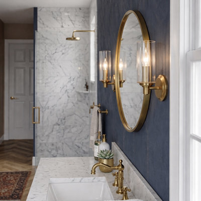 Single Light Wall Armed Sconce Candle Bulb with Satin Brass Finish