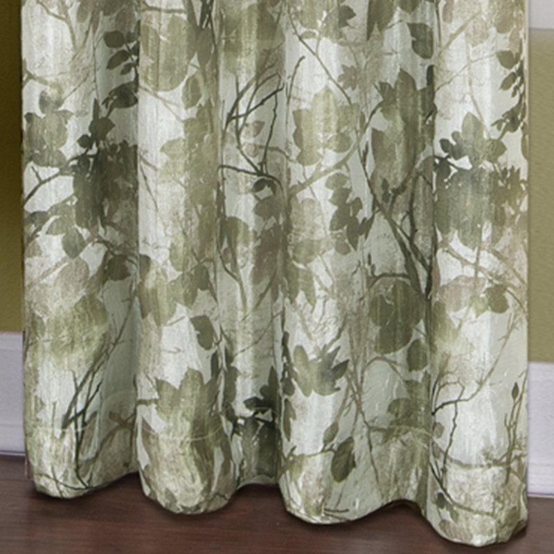 Warrenup Floral Energy Efficient 98% Blackout Thermal Grommet Lined Curtain Panels (Set of 2), 52" W x 84" L, Green