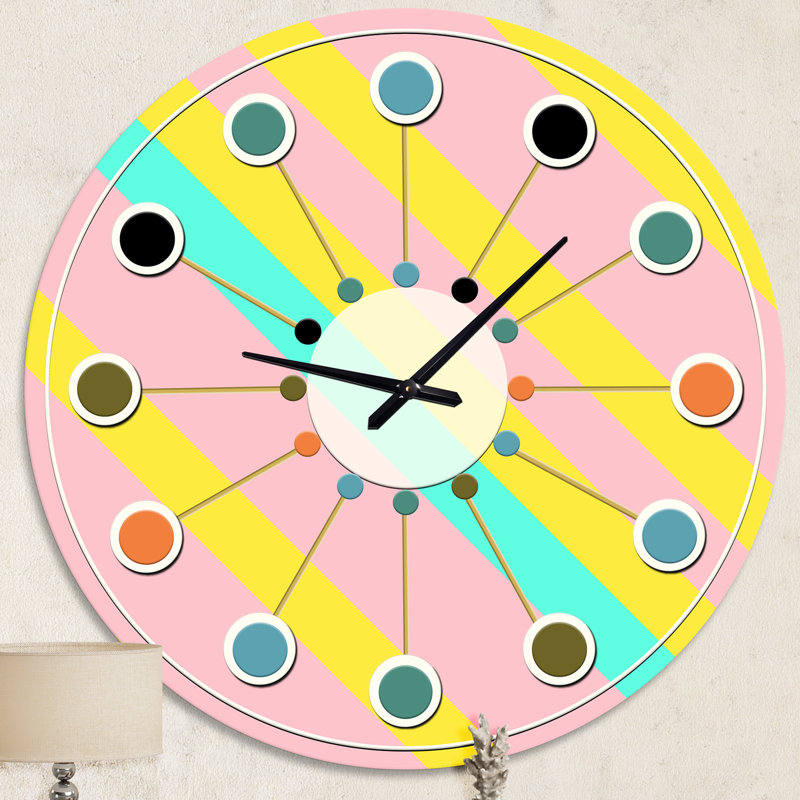 Horloge murale florale rétro à motif botanique I - Mid-Century, Moyenne