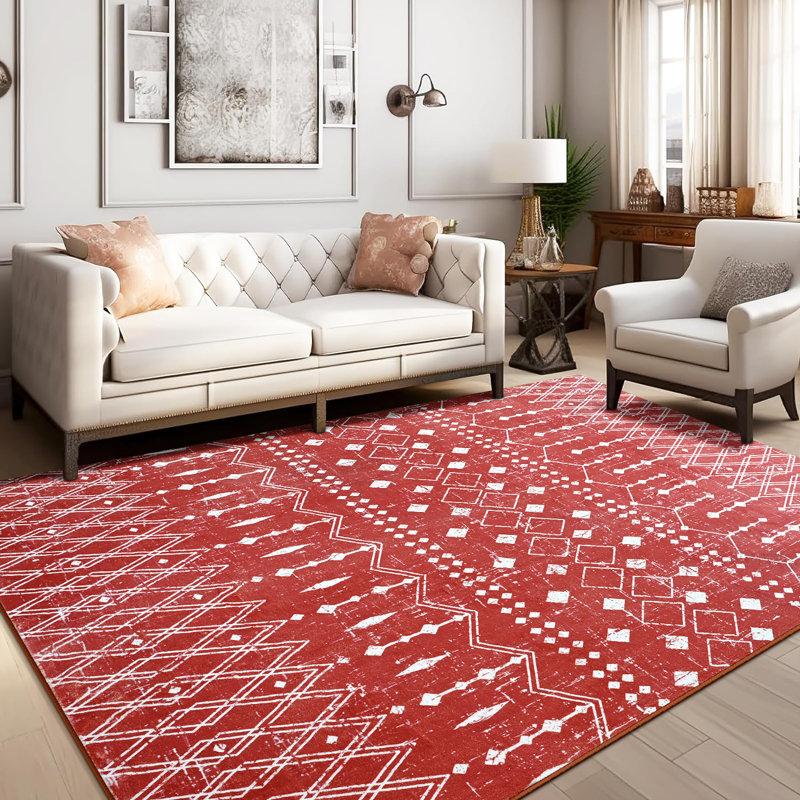 Fillender Large Living Room Area Rug Soft Boho Moroccan Farmhouse Rugs For Bedroom Under Dining Table, Rectangle 6' x 9'