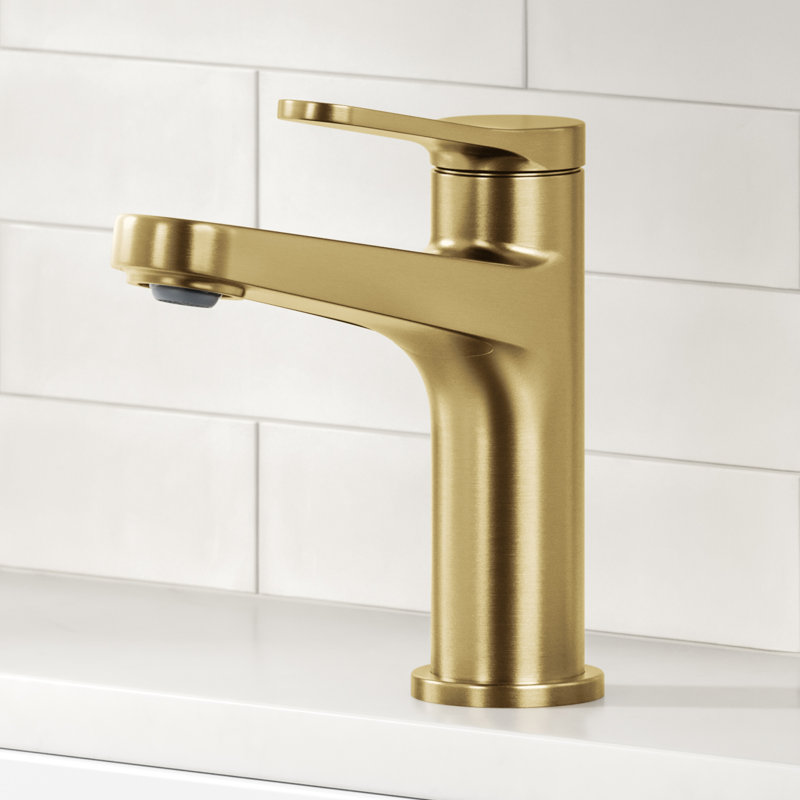 Robinet de salle de bain KRAUS Indy sans tache avec poignée simple, bonde escamotable et conduites d'alimentation