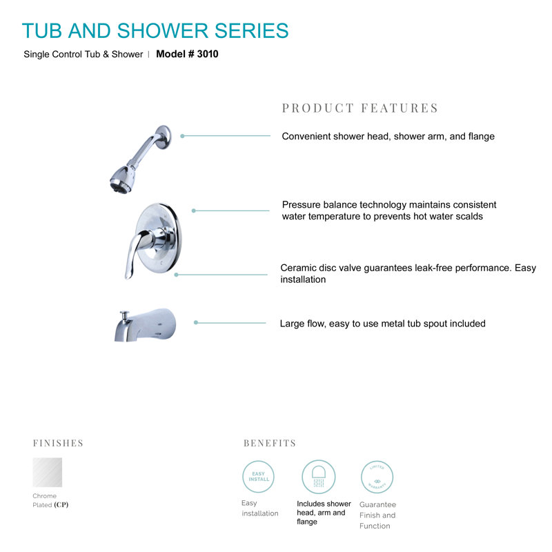 Robinet de douche et baignoire avec valve