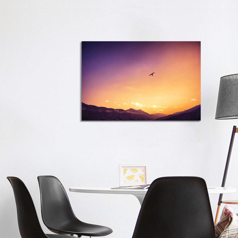 Sunset Over The Mountains - Wrapped Canvas Print, 66.04cm H x 101.6cm W x 1.905cm D