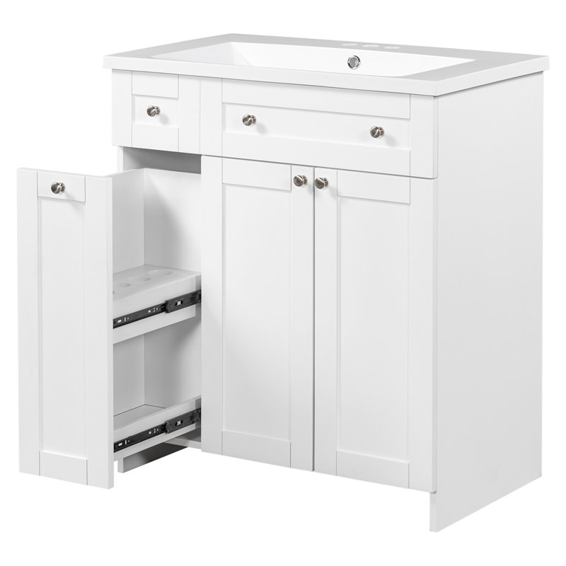 Meuble-lavabo 30 po avec lavabo en céramique, Blanc