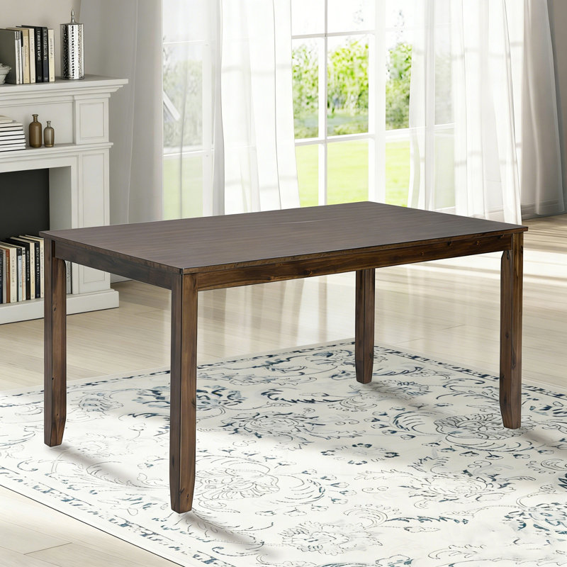 Table de salle à manger rectangulaire en bois avec pieds robustes, Noyer