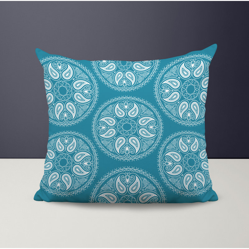 Outdoor Reversible Throw Pillow, 18" x 18", Turquoise