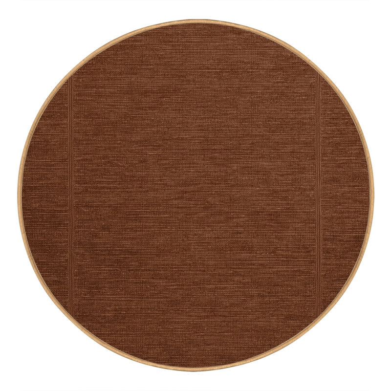 Machine Washable Solid Brown Area Rug, Round 8'
