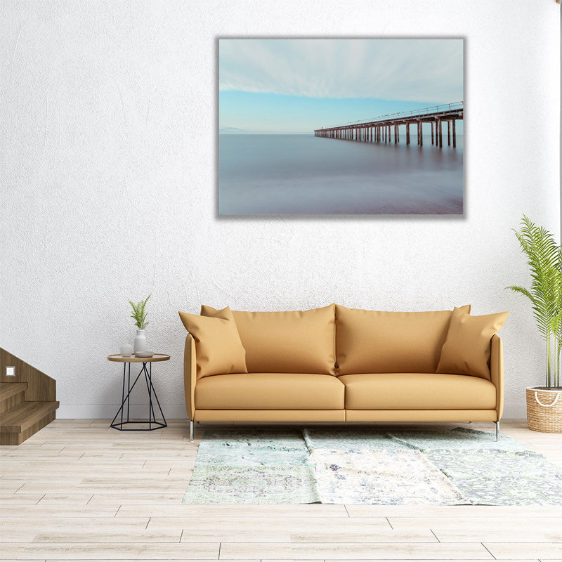 Felixstowe Pier Stretching into the Sea - reproduction d'art sur toile, H 18 po x l 24 po