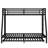 Metal Bunk Bed with Trundle, Black-114313894