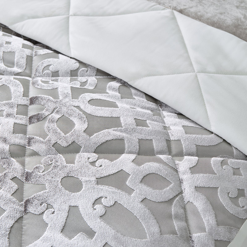Lattice Cut Velvet 220x230cm Blanket Bedspread, Natural