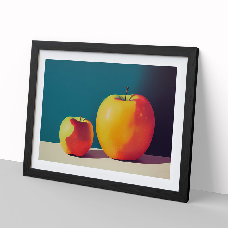 Two Apples Fruit Vol.1 - Framed Print, 25cm H x 34cm W x 2cm D, Black