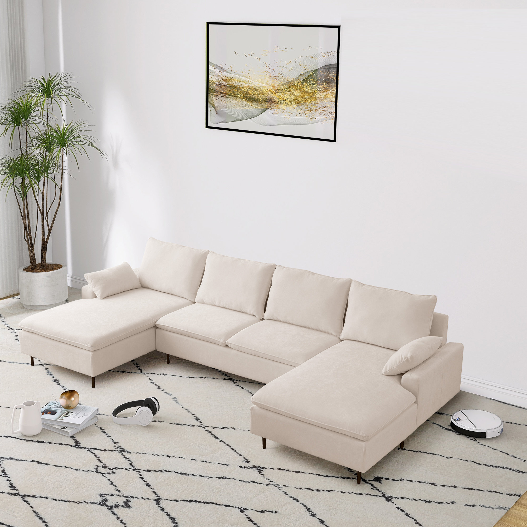 Orren Ellis Tamerlane 128.3'' U-shape Sofa Couch 4-Seat Couch | Wayfair