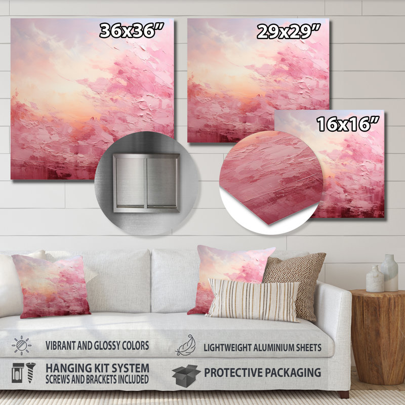 Horizon rose - impression sans cadre sur métal, H 36 po x l 36 po x P 1 po