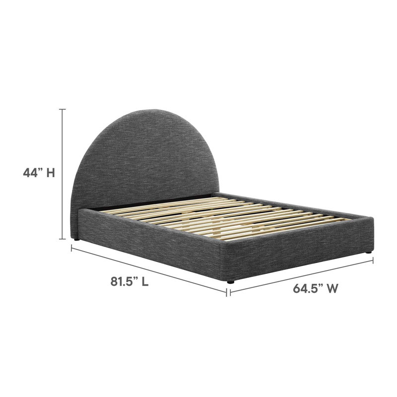 Heathered Slate Full Size Upholstered Velvet Platform Bed