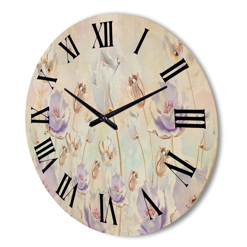 Horloge murale en fleurs dans des tons pastel, Grand