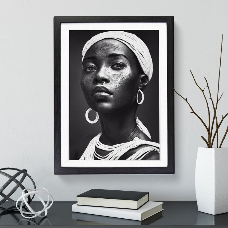 XV1022-5316X Woman Monochrome - Single Picture Frame Print, Black, 34cm H x 25cm W x 2cm D